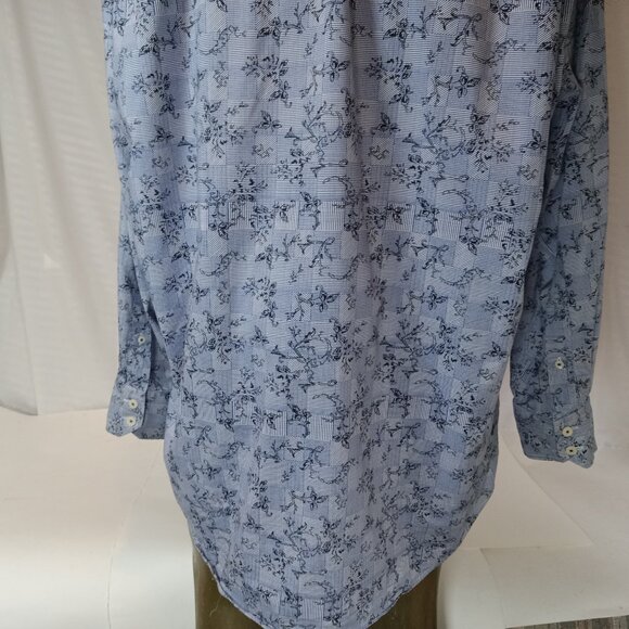 English Laundry Shirt Mens 17.5 XL Blue Check Flip Cuff Long Sleeve Classic - Picture 10 of 15